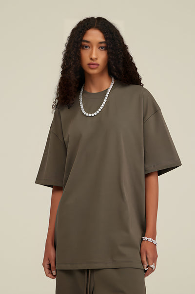 Oversized Cotton Solid Color Basic Tee - The Beluga Tee