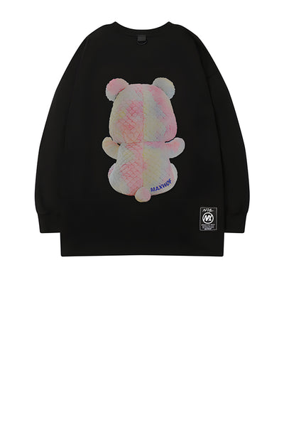Oversized Colorful Bear Black Graphic Sweatshirts - The Beluga Tee