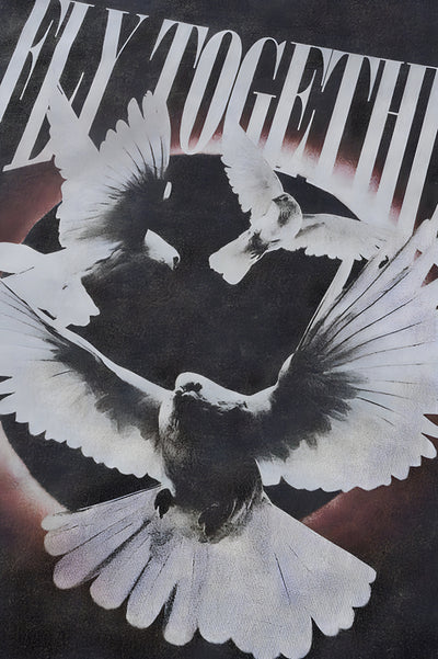Oversized Dove Of Peace Black Graphic Tee - The Beluga Tee