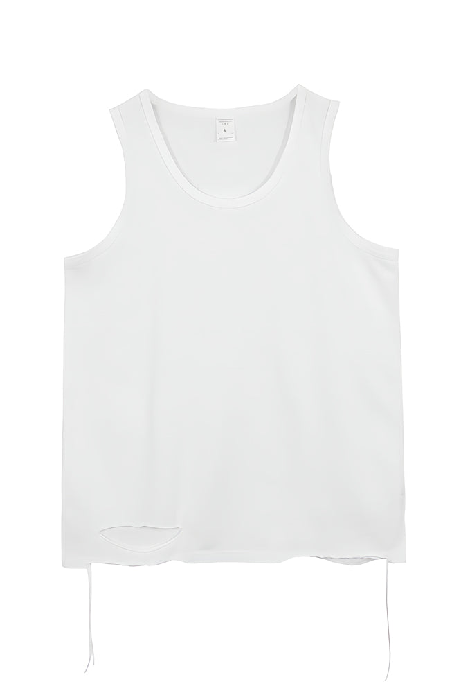 Oversized Sleeveless Vest Solid Color Basic Tee - The Beluga Tee