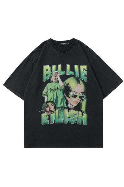 Oversized Billie Hip Hop Rapper Black Graphic Tee - The Beluga Tee