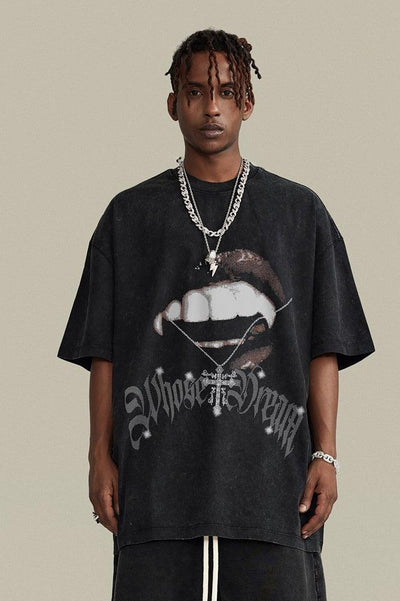 Oversized REPPER Necklace Black Graphic Tee - The Beluga Tee