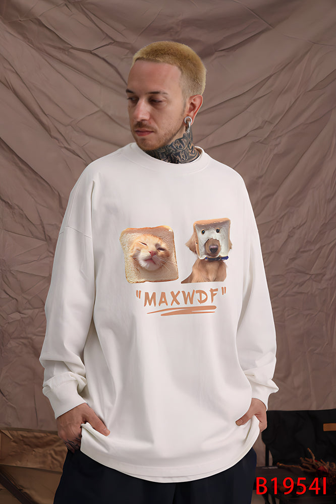 Oversized Bread Dog Black Graphic Sweatshirts - The Beluga Tee