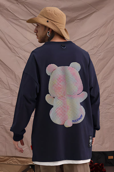 Oversized Colorful Bear Black Graphic Sweatshirts - The Beluga Tee