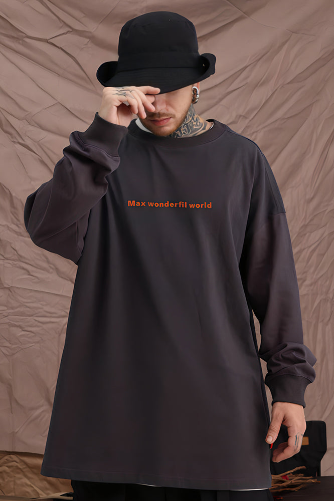 Oversized Originality Letter Black Graphic Sweatshirts - The Beluga Tee