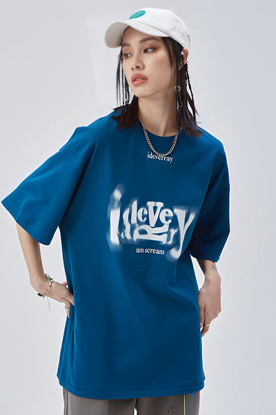Oversized Fuzzy Letters Black Graphic Tee - The Beluga Tee