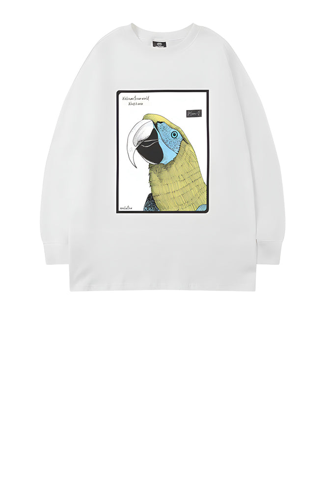 Oversized Parrot Black Graphic Sweatshirts - The Beluga Tee