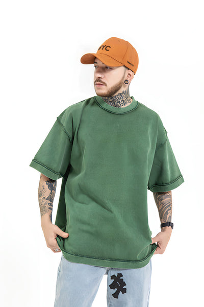 Oversized Dropped Shoulder Sleeve Solid Color Basic Tee - The Beluga Tee