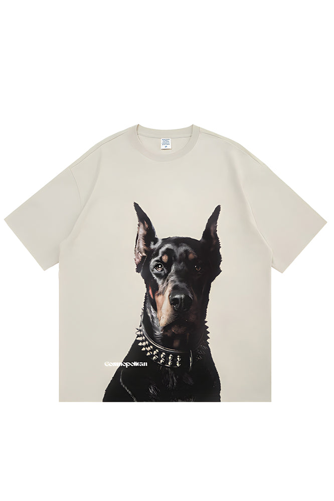 Oversized Doberman Pinscher Black Graphic Tee - The Beluga Tee