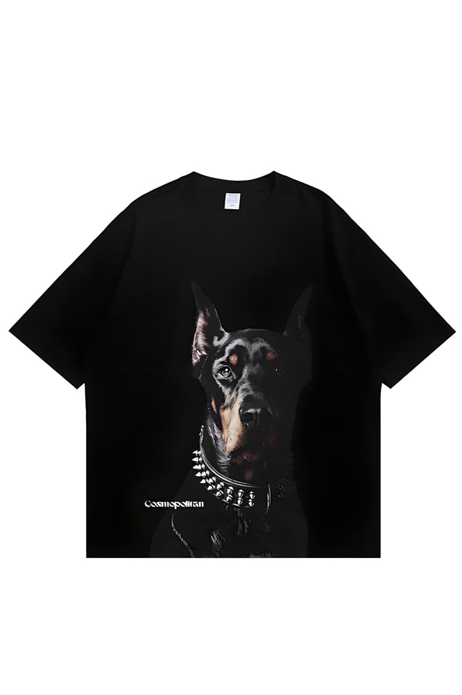 Oversized Doberman Pinscher Black Graphic Tee - The Beluga Tee