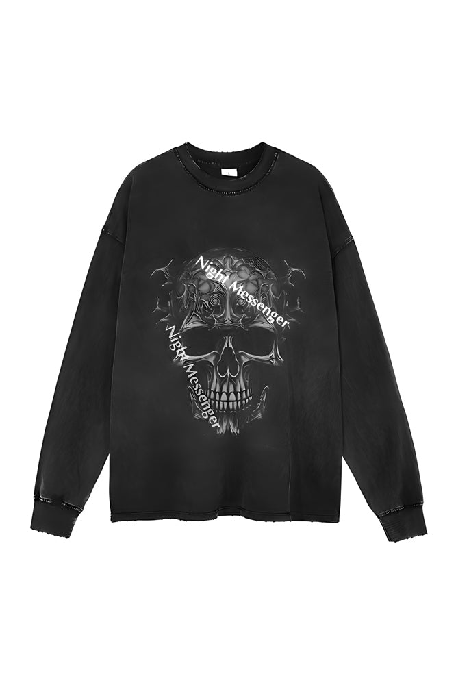 Print Black skull Sweatshirt Graphic Pullover